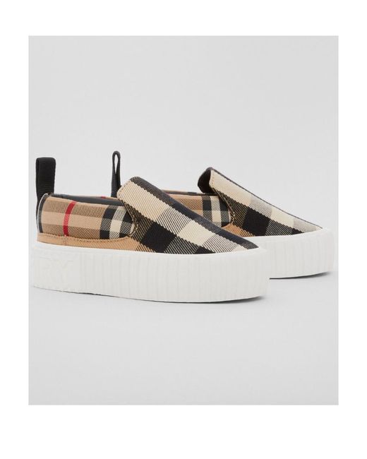 Burberry Brown Check-Pattern Slip-On Trainers