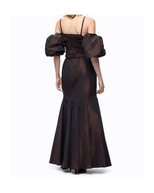 Pinko Black Crop Top With Puff Sleeves
