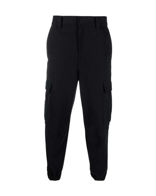 AMI Black Multi-Pocket Cargo Trousers for men