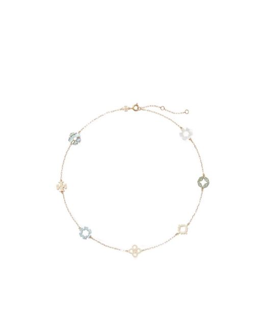 Tory Burch White Forget Me Not Pavé Necklace