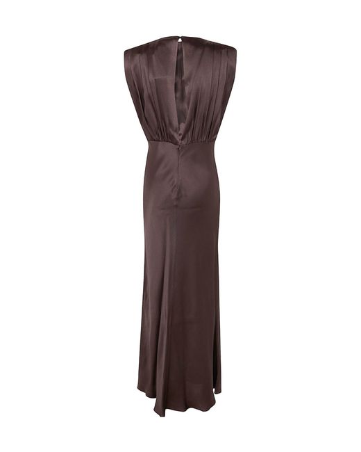 Semicouture Brown Padded Shoulders Dress