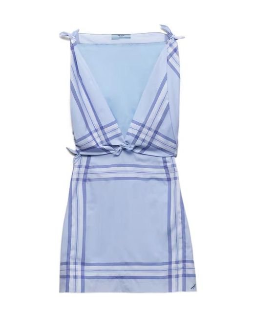 Prada Blue Printed Cotton Mini-Dress