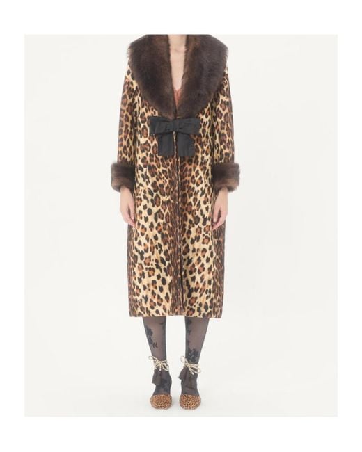 Valentino Brown Fauve Eclat Spotted Cloth Coat