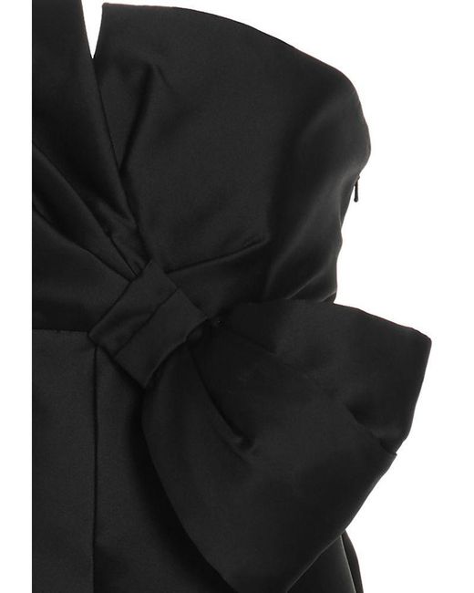 Alberta Ferretti Black Bow-Embellished Evening Gown