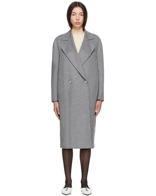 Stella McCartney Gray Oversize Double-Breasted Wool Coat