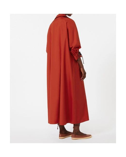 Max Mara Red Cotton Poplin Midi Shirt Dress