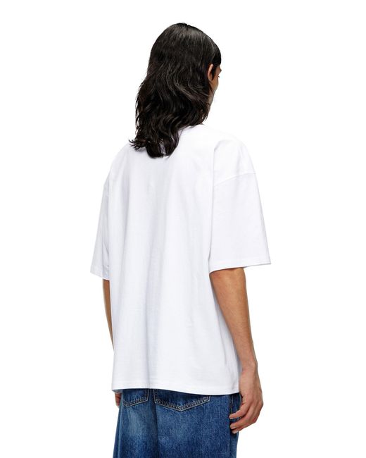 DIESEL White T-Boxt-D Embroidered D Patch Crewneck T-Shirt for men