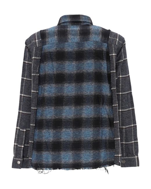 Haikure Black Check-Pattern Frayed Shirt for men