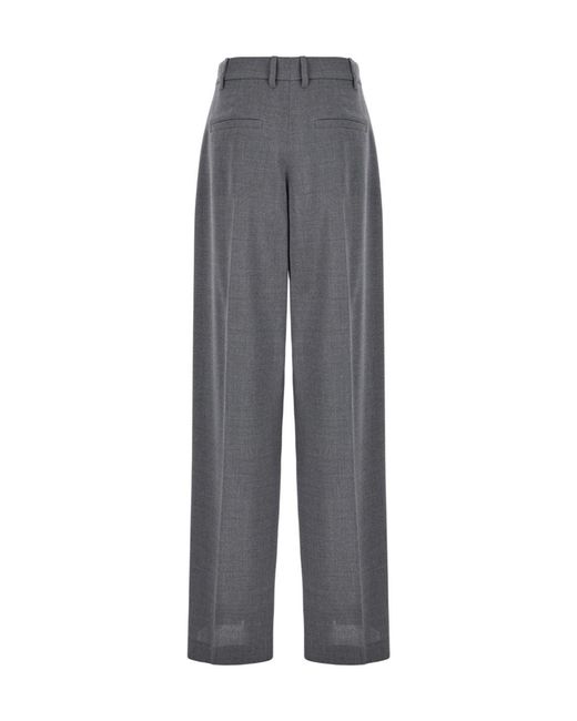 Brunello Cucinelli Gray High-Waist Pleated Trousers