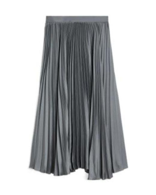 Jil Sander Gray Pleat Detailed Midi Skirt