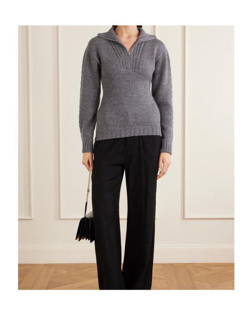 Jil Sander Gray Ribbed-Knit Sweater