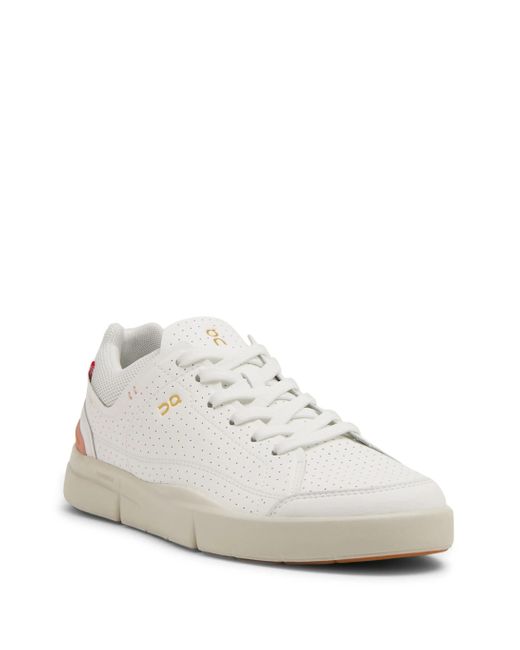 On Shoes White Logo-Print Perforated Low-Top Sneakers