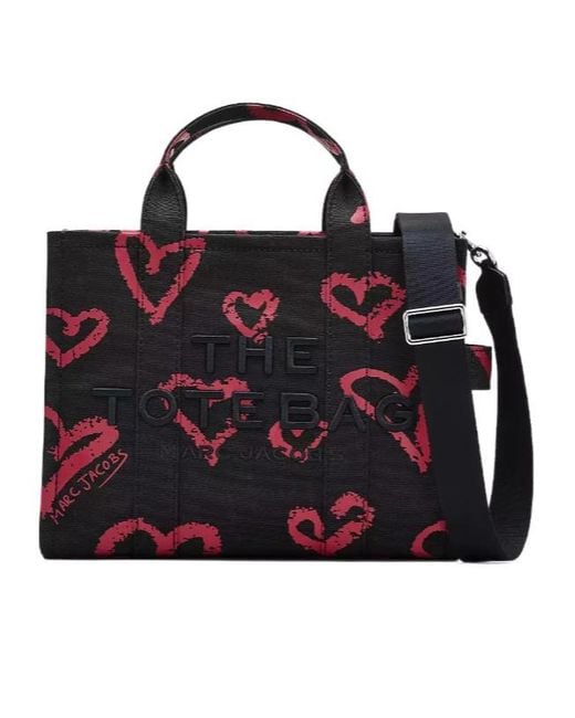 Marc Jacobs Black The Medium Heart Print Tote Bag
