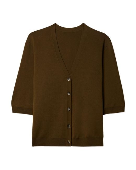 Khaite Green The Tedi Fine-Knit Cardigan