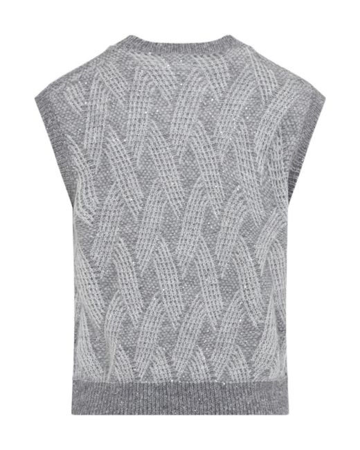 Peserico Gray Sequind Sleeveless Jumper