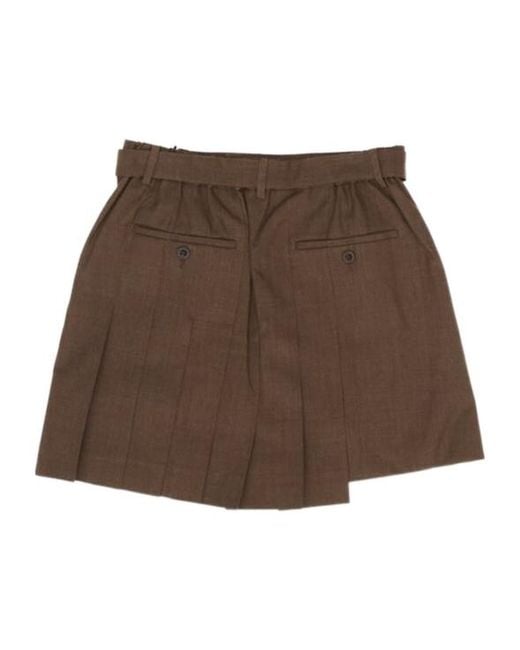 Sacai Brown Pleated Shorts