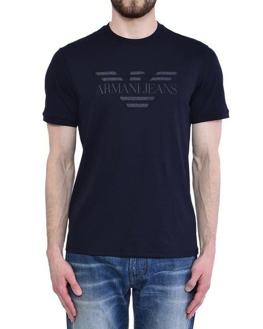 Armani Jeans Black Logo Pattern T-Shirt for men