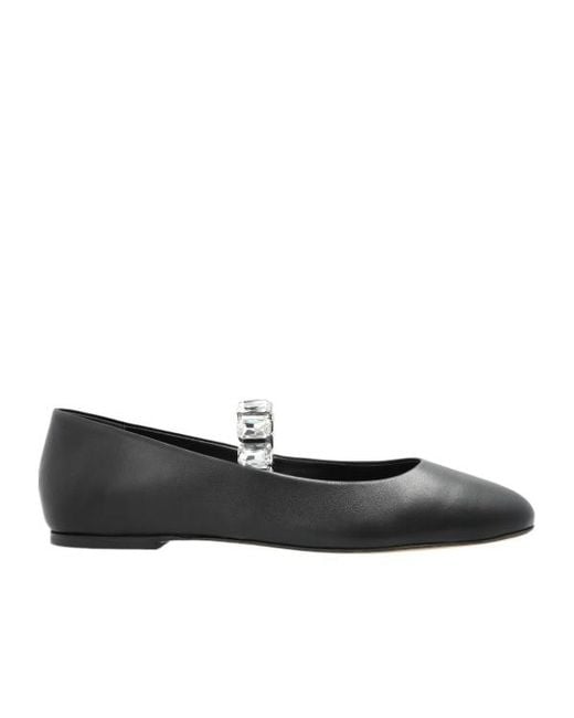 Casadei Black Embellished Ballet Flat Shoes