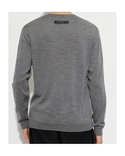 Moschino Gray Long-Sleeve Knit Top for men