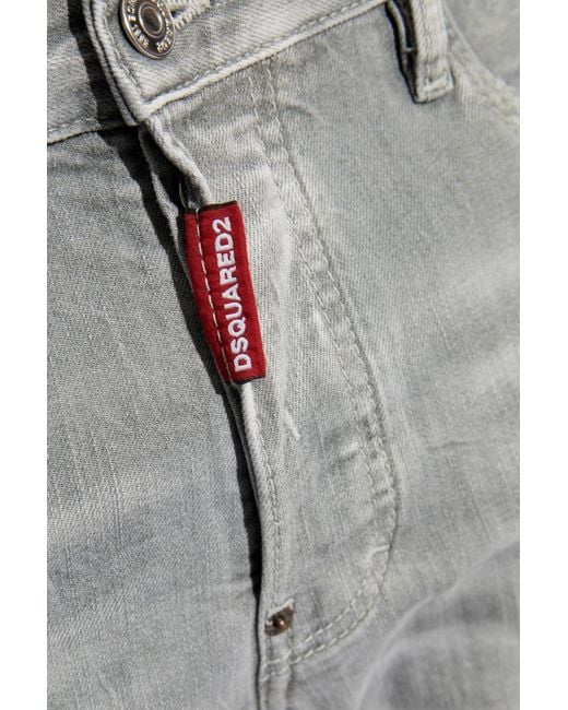 DSquared² Gray Skater Distressed Skinny Jeans for men