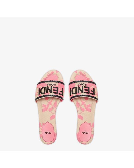 Fendi Pink Canvas Slides