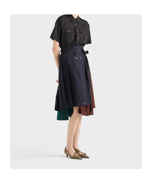 Prada Black Patchwork Midi Skirt