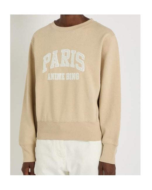Anine Bing White Harry Shrunken Logo-Appliquéd Cotton Sweatshirt