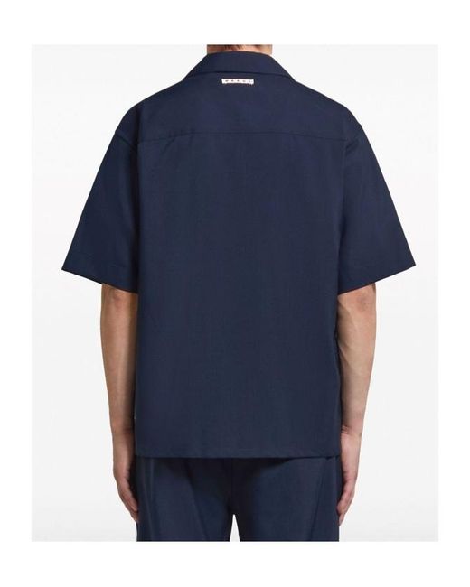 Marni Blue Collared Short-Sleeve Shirt for men