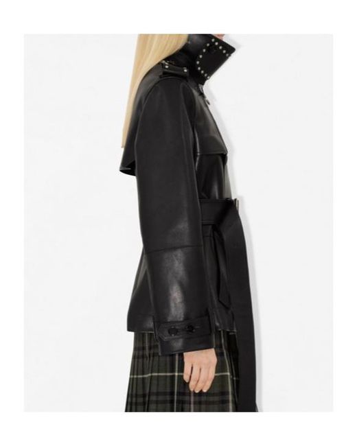 Burberry Black Belted Collared Trench Jacket