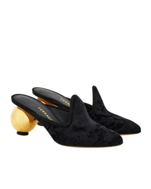 Ferragamo Black Spherical Heel Mule