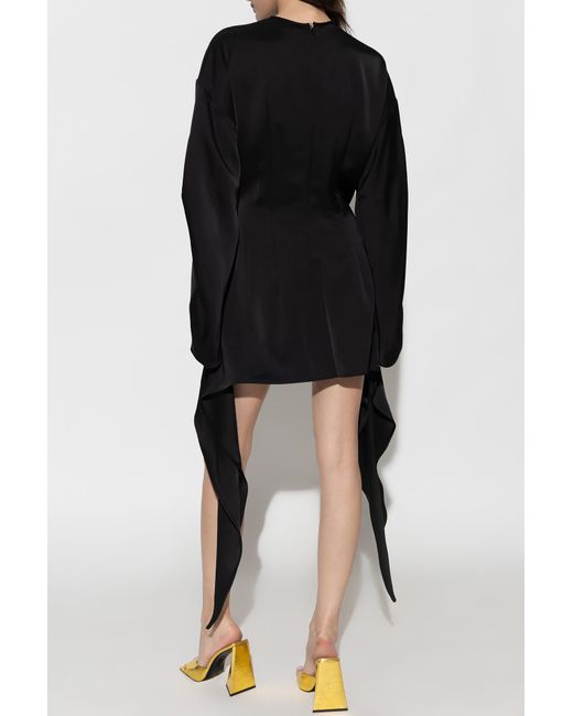 The Attico Black The Asymmetric Cut-Out Twist Satin Mini Dress