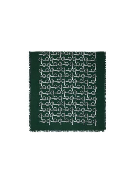 Burberry Green B Print Frayed Edge Scarf for men