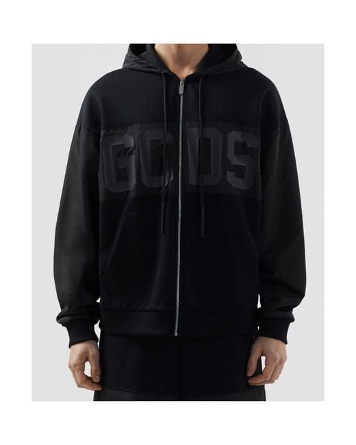 Gcds Black Logo Zip-Fastening Hoodie for men