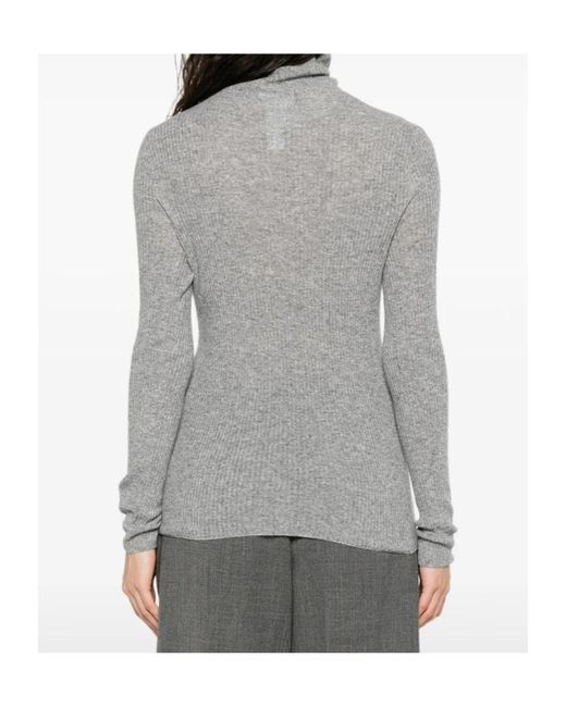 Fabiana Filippi Gray Ribbed-Knit Turtleneck Jumper