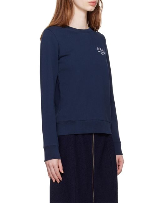 A.P.C. Blue Logo-Print Crewneck Sweater