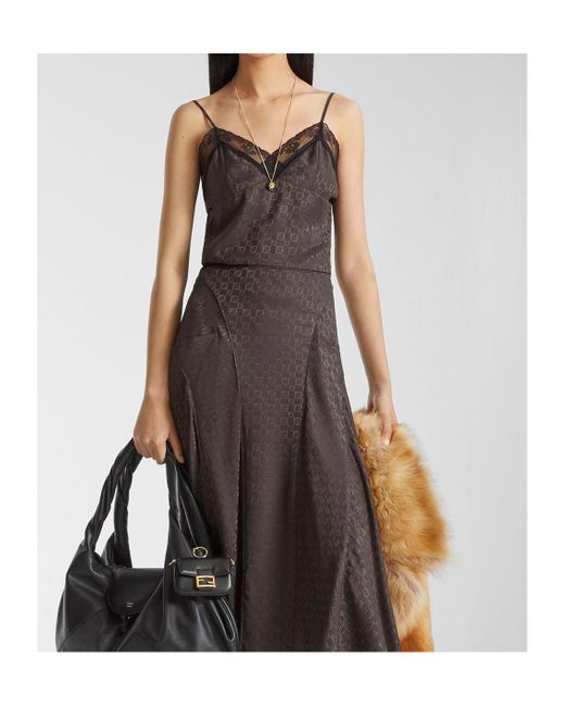 Fendi Brown Ff Jacquard Satin Top