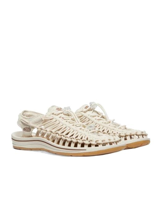 Keen White Uneek Flat Sandals