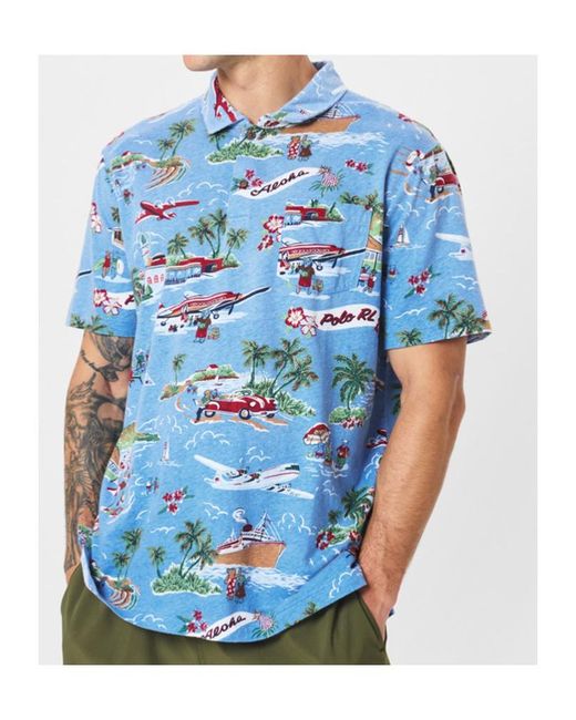 Polo Ralph Lauren Blue Hawaii Bear Short Sleeve Shirt for men