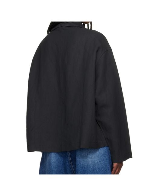 Studio Nicholson Blue Colts Tie Neck Top