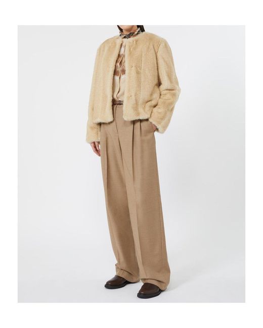 Max Mara Natural Pleated Wide-Leg Trousers