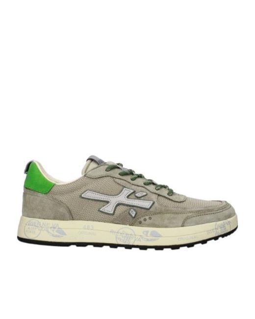Premiata Green Round-Toe Sneakers for men