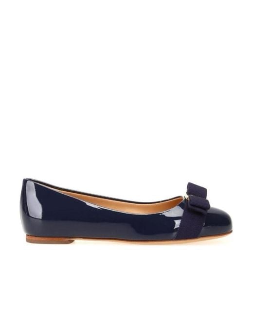 Ferragamo Blue Varina Ballet Slippers