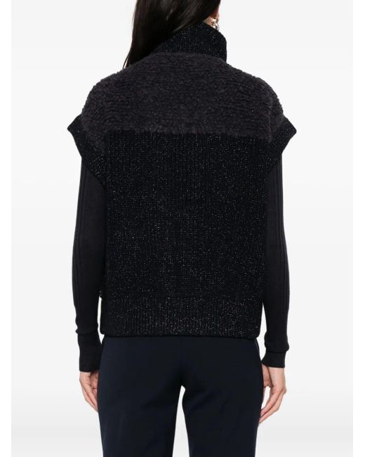 Peserico Black Zip-Front Pocket Cardigan