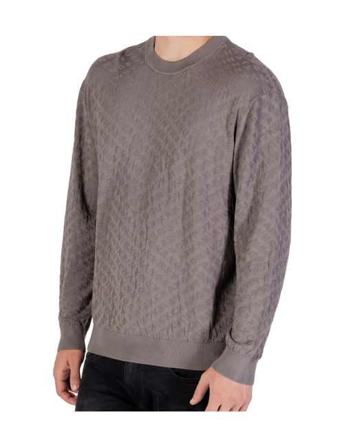 ARMANI EXCHANGE Gray Long-Sleeved Knitted Shirt for men