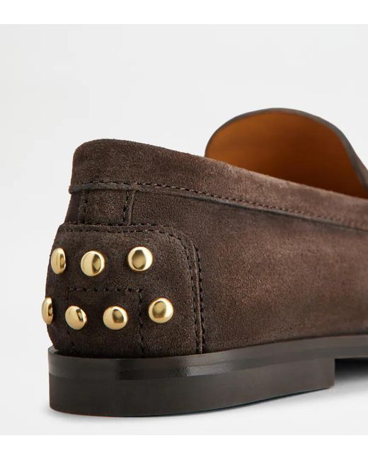 Tod's Brown Gommini Metal Detail Flat Shoes