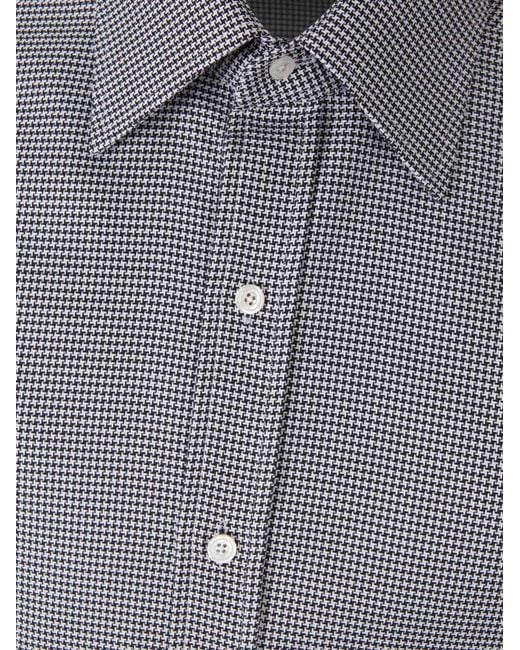 Tom Ford Blue Printed Cotton Shirt for men