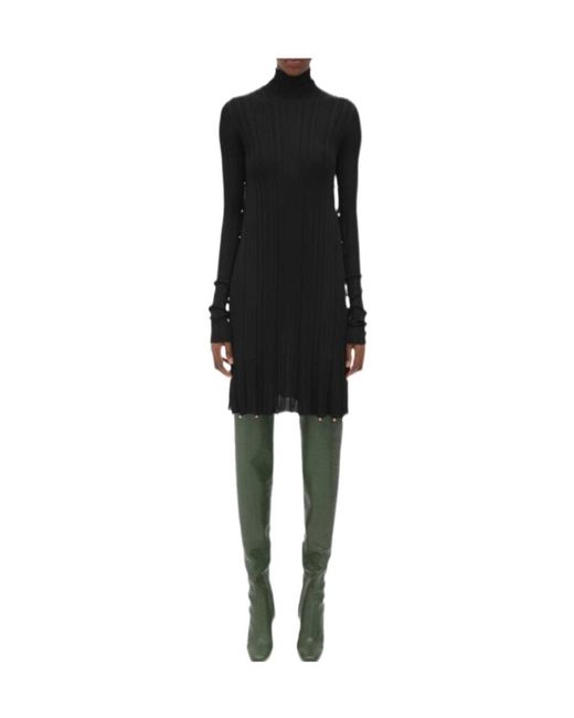 Bottega Veneta Black Long Sleeved Pleated Dress