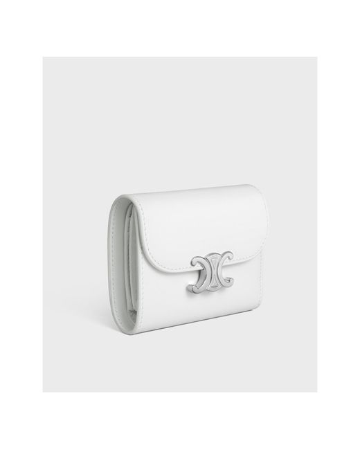 Céline White Small Wallet Triomphe