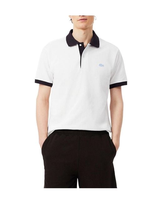 Lacoste White Color-Blocking Polo Shirt for men