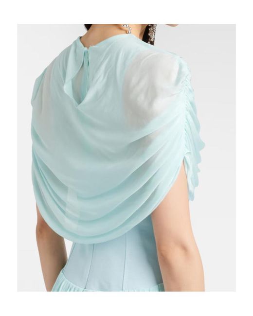 Jonathan Simkhai Blue Draped Pleated Gown